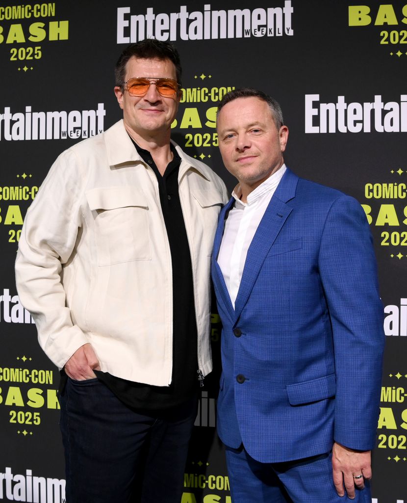 Nathan Fillion and Alexi Hawley attend Entertainment Weekly's annual Comic-Con Bash at Float at Hard Rock Hotel San Diego on July 26, 2025 in San Diego, California