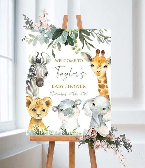safari baby shower sign