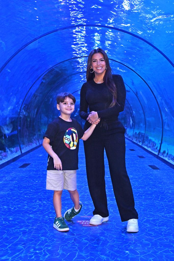 Eva Longoria (R) and son Santiago Enrique BastÃ at the aquarium 