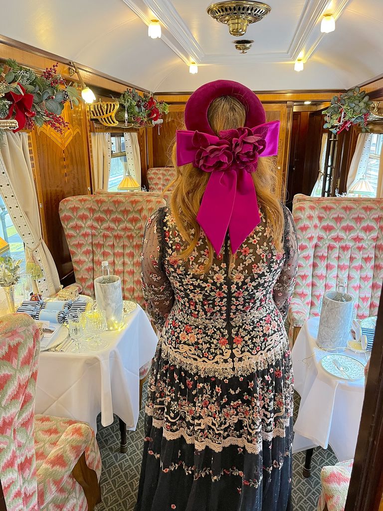 I wore the regal pillbox hat by Lock & Co. as I boarded the British Pullman
