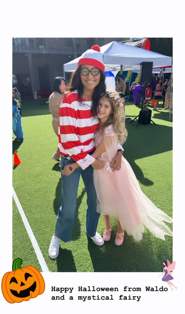 Photo shared by Bruce Willis' wife Emma Heming on her Instagram Stories November 1st, posing with her daughter Evelyn at a Halloween event