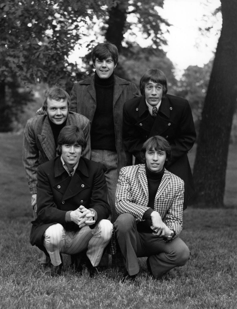  (L-R, back row): Drummer Colin Peterson, guitarist Vince Melouney, Maurice Gibb and (front row L-R) twins Barry and Robin Gibb of pop group The Bee Gees pose for a photo in 1967. Maurice Gibb died January 12, 2003 after abdominal surgery at the age of 53