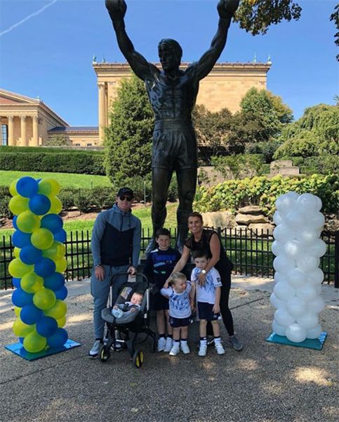 coleen rooney and family at rocky balboa statue