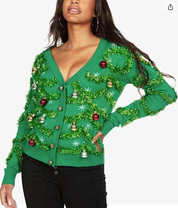 tipsy elves green garland cardigan