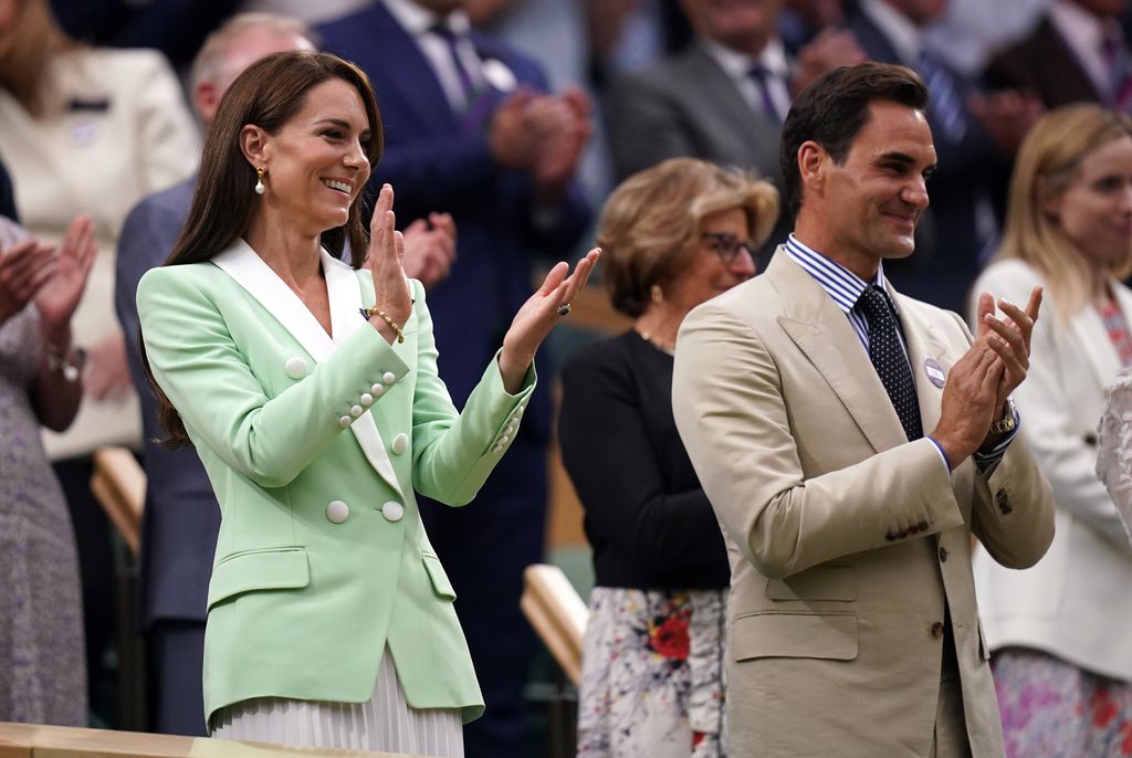 The Princess of Wales and Roger Federer applaud Andy Murray's victory over Ryan Peniston