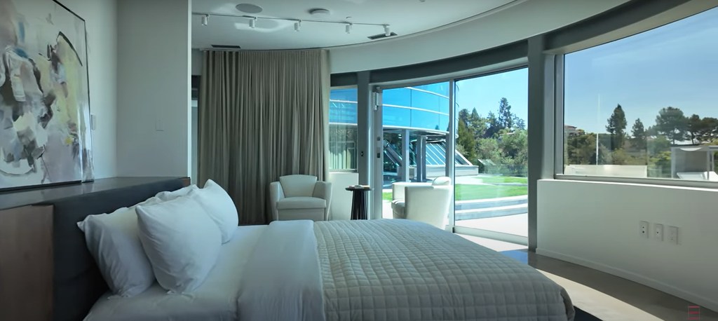 bedroom with glass walls