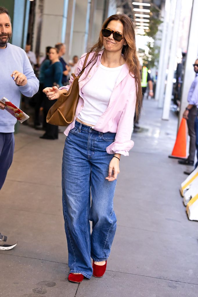 Katie holmes on jeans and red flats