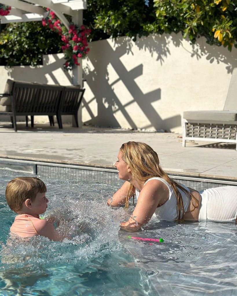 Stacey Solomon swimming with her son Rex