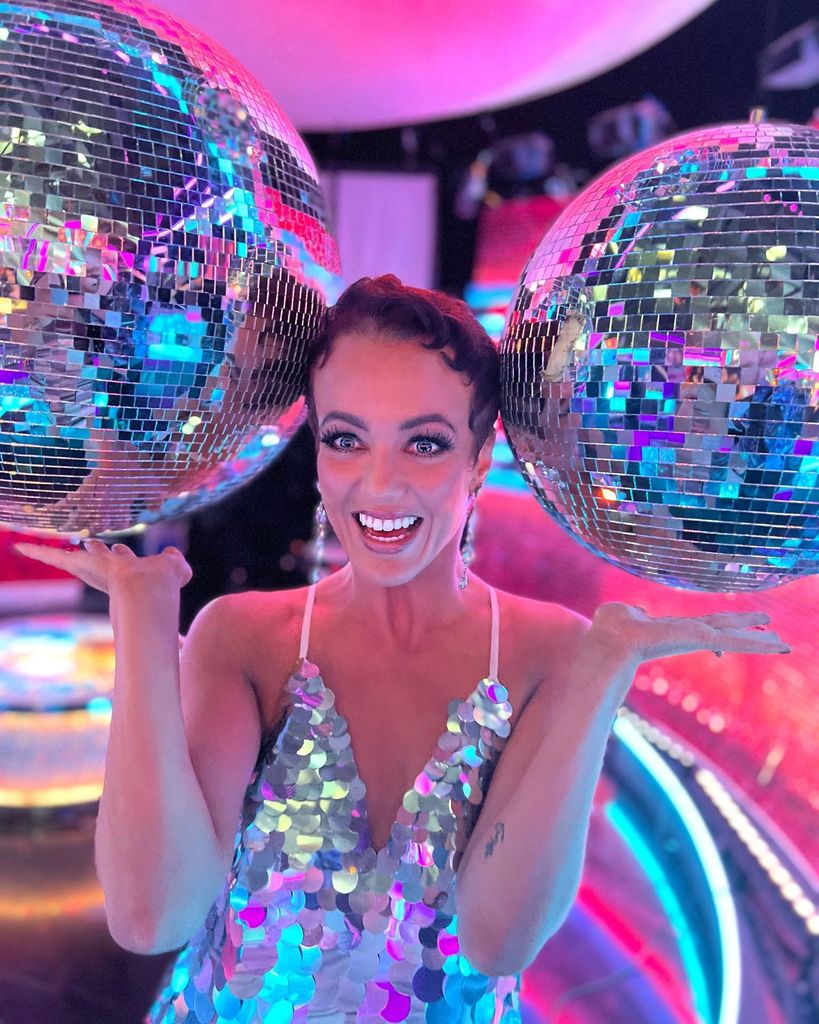 woman in sequin silver dress