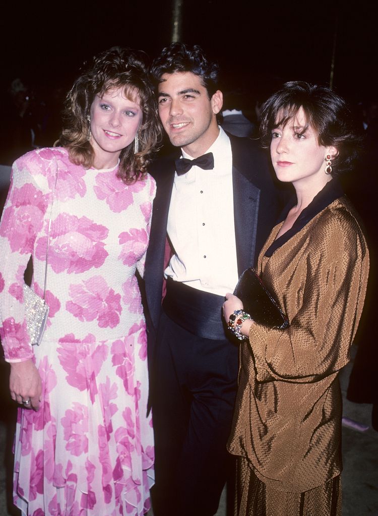 Actress Mary Beth McDonough, actor George Clooney and girlfriend actress Talia Balsam attend the First Annual Singers' Salute to the Songwriter on April 7, 1986 at Dorothy Chandler Pavilion, Music Center in Los Angeles, California.