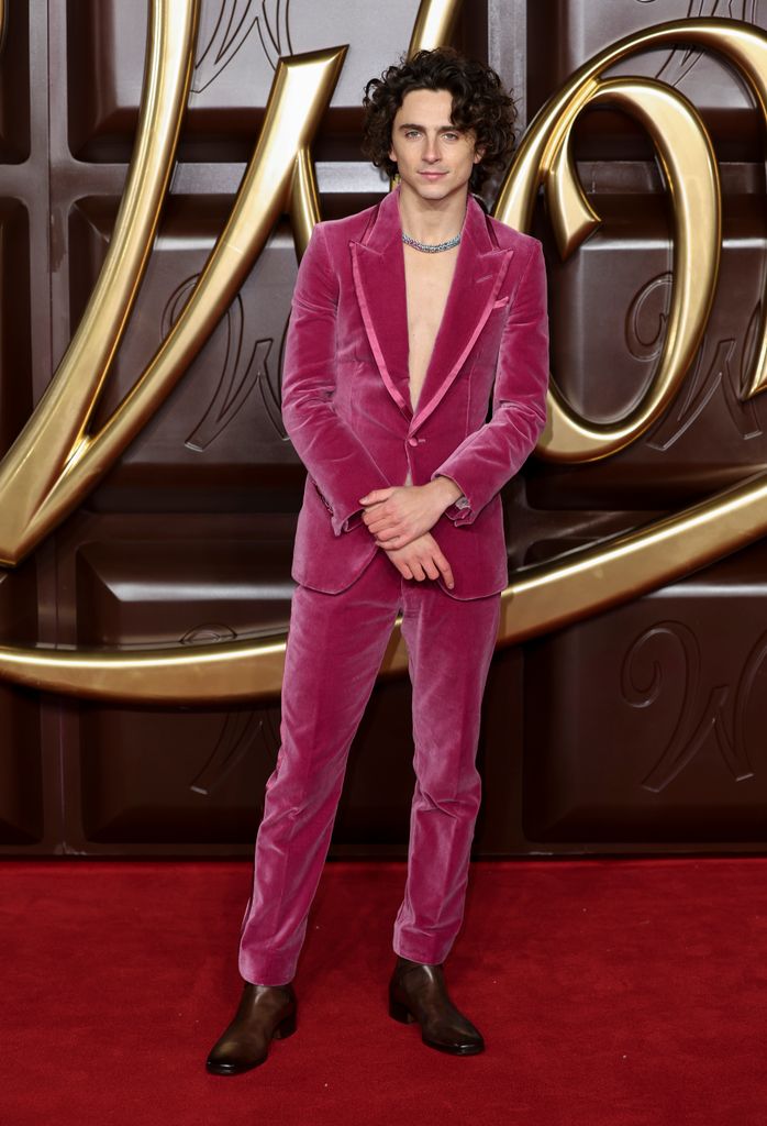 Timothée Chalamet attends the "Wonka" World Premiere at The Royal Festival Hall on November 28, 2023 in London, England. (Photo by Mike Marsland/WireImage)