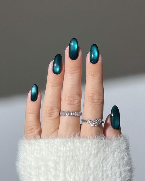 turquoise cat eye nails