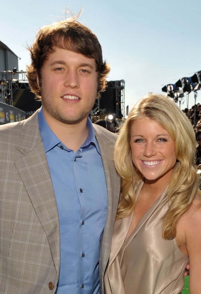 Matthew Stafford and Kelly Hall arrive at Cartoon Network Hall of Game Awards held at The Barker Hanger on February 21, 2011 in Santa Monica, California
