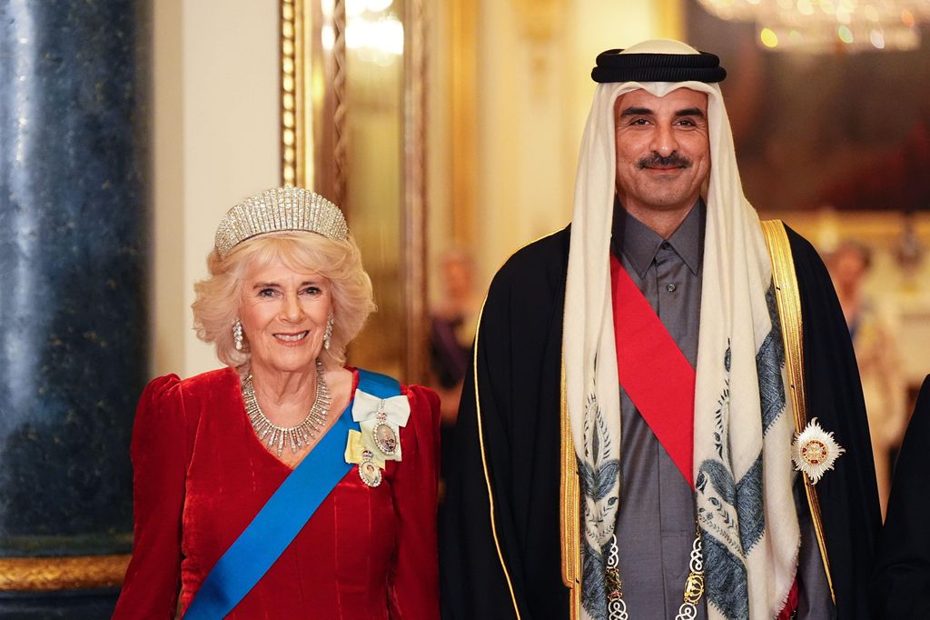 Queen Camilla with the Emir of Qatar Sheikh Tamim bin Hamad Al Thani 