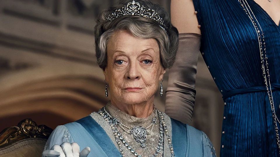 Dame Maggie Smith dressed as character from Downton Abbey