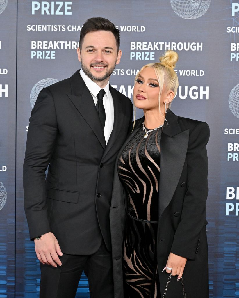 Matthew Rutler and Christina Aguilera attend the 9th Annual Breakthrough Prize Ceremony at Academy Museum of Motion Pictures on April 15, 2023 in Los Angeles, California.