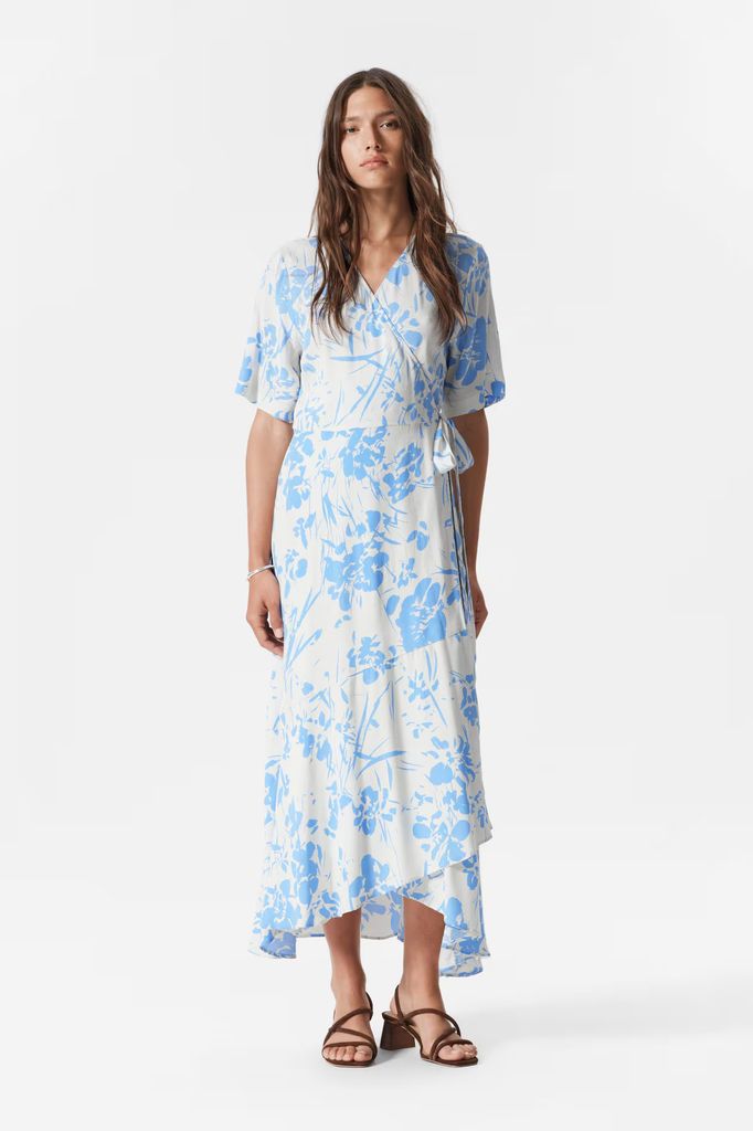 Blue FLoral Wrap Dress