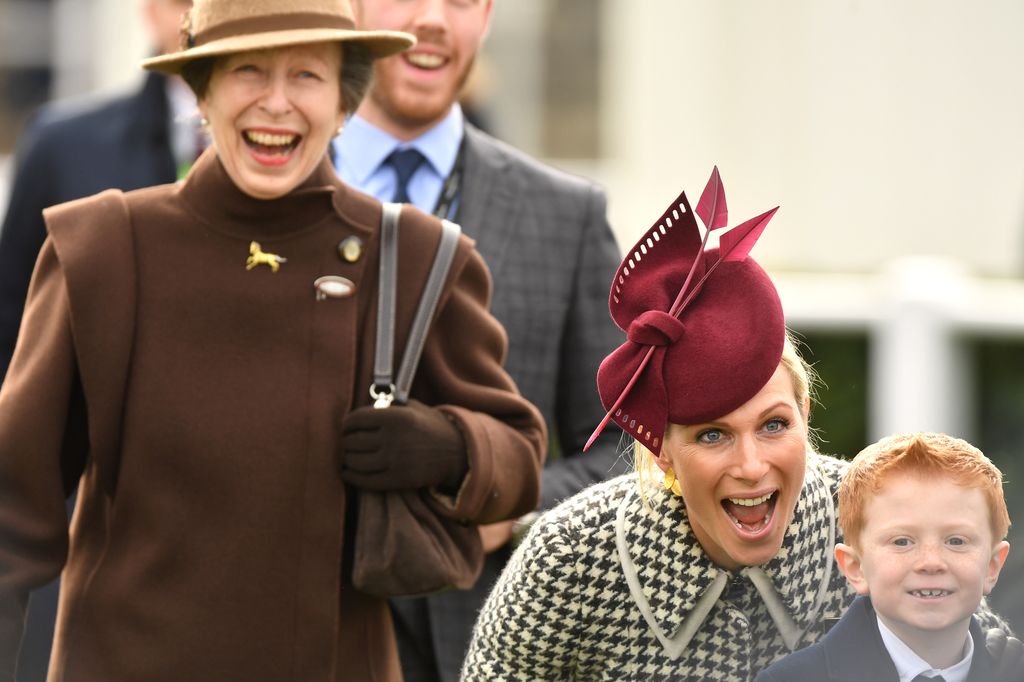 Princess Anne and Zara Tindall laughing at Cheltenham
