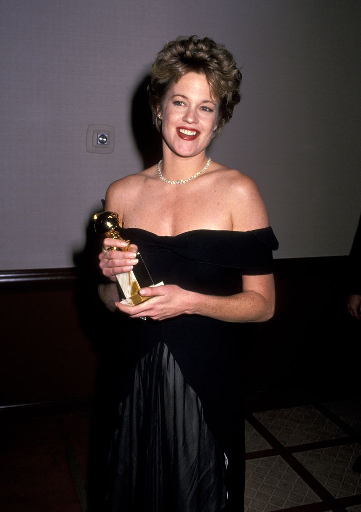 Melanie Griffith with her Golden Globe for Working Girl at the The 46th Annual Golden Globe Awards in 1983
