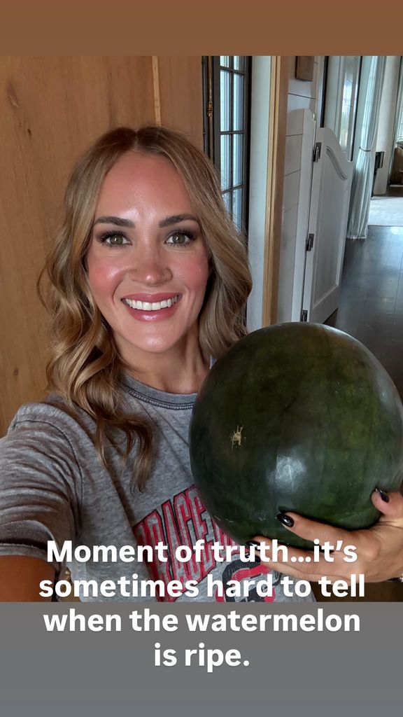 Carrie Underwood shares a photo of a watermelon inside her home, posted on Instagram Stories