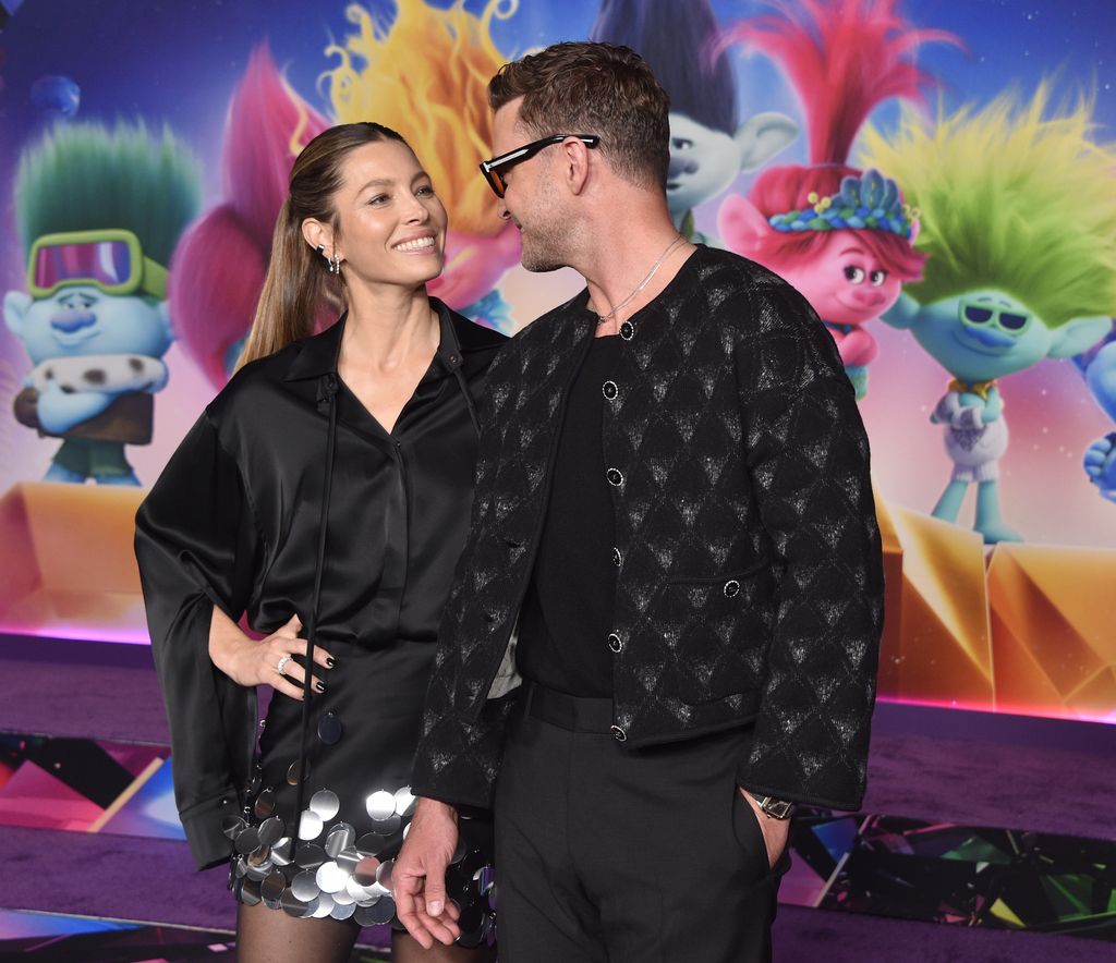 Jessica Biel and Justin Timberlake attend a special screening of Universal Pictures' "Trolls: Band Together" 