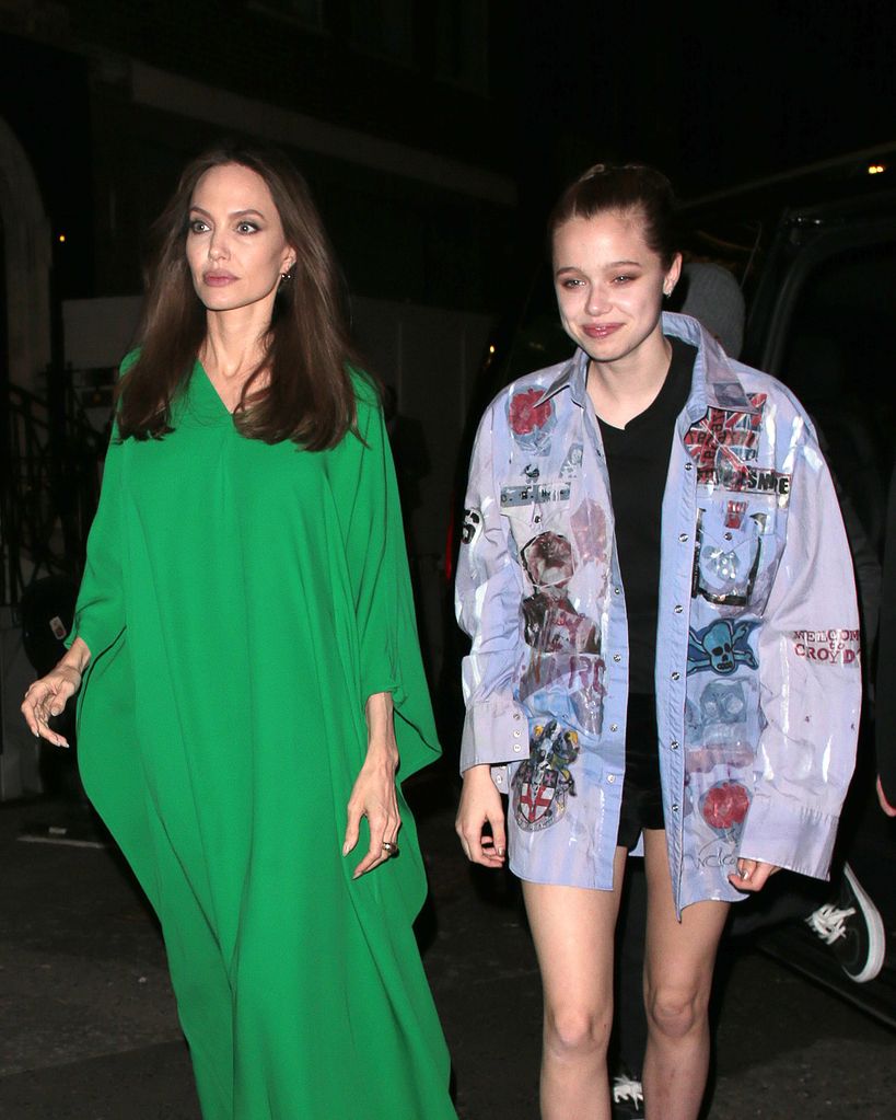 Angelina Jolie and Shiloh Jolie-Pitt seen attending The Eternals - UK film premiere afterparty at Maison Estelle on October 27, 2021 in London, England