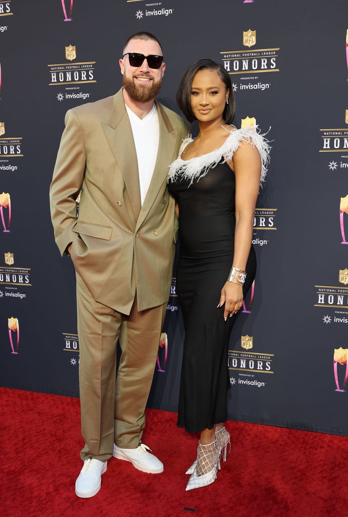 Travis Kelce and Kayla Nicole attend the 11th Annual NFL Honors at YouTube Theater on February 10, 2022 in Inglewood, California