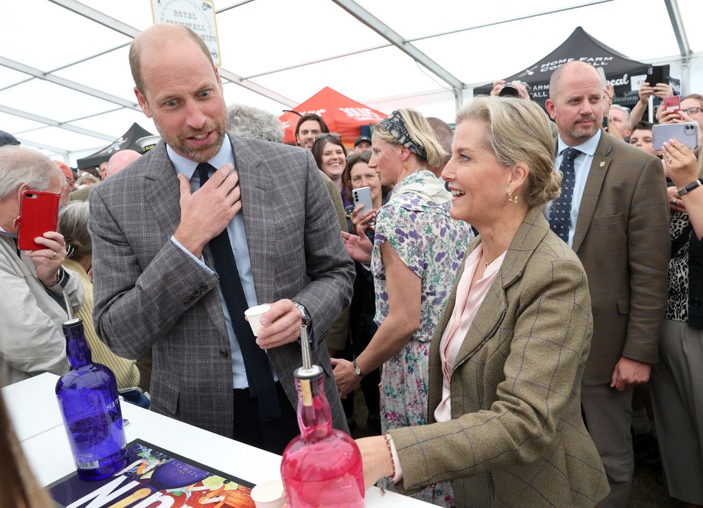 WIlliam jokes after trying local gin with Sophie