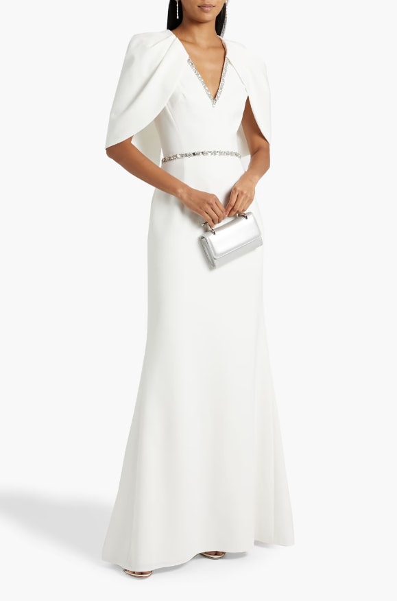 Cape-effect Embellished Crepe Bridal Gown - Jenny Packham