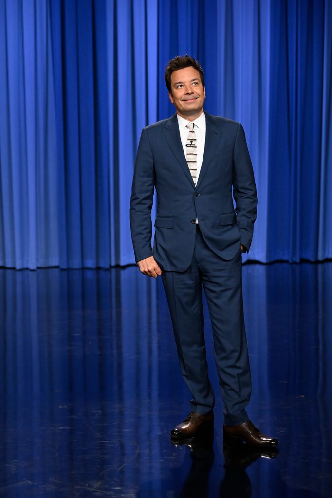 Jimmy Fallon during monologue in suit