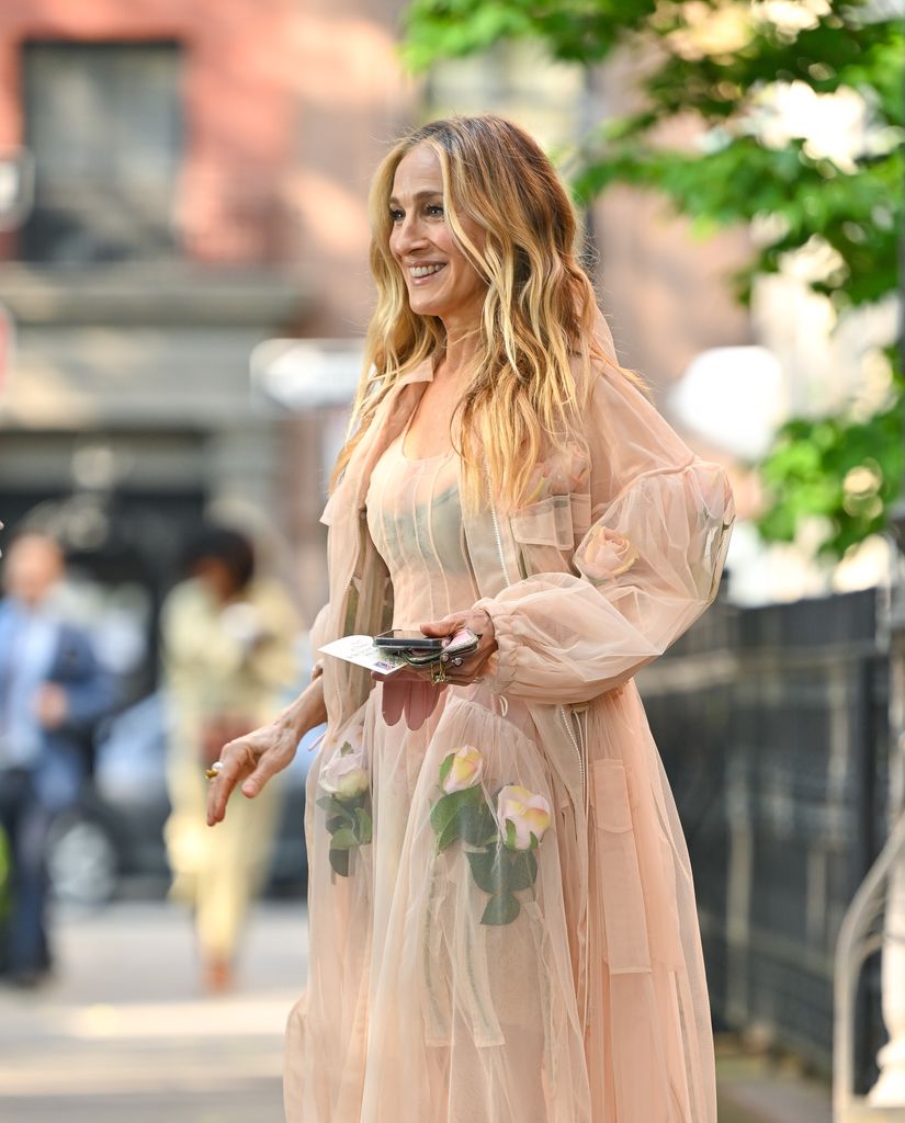 Sarah Jessica Parker is seen on the set of "And Just Like That..." Season 3, the follow up series to "Sex and the City" in Gramercy Park on May 21, 2024 in New York City