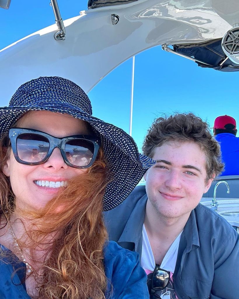 Debra Messing on vacation with son Roman Zelman in a photo shared to Instagram