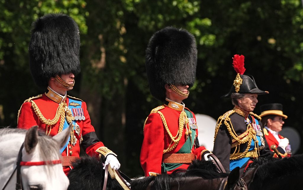 Prince Edward, Prince William and Princess Anne rode horseback at Trooping the Colour