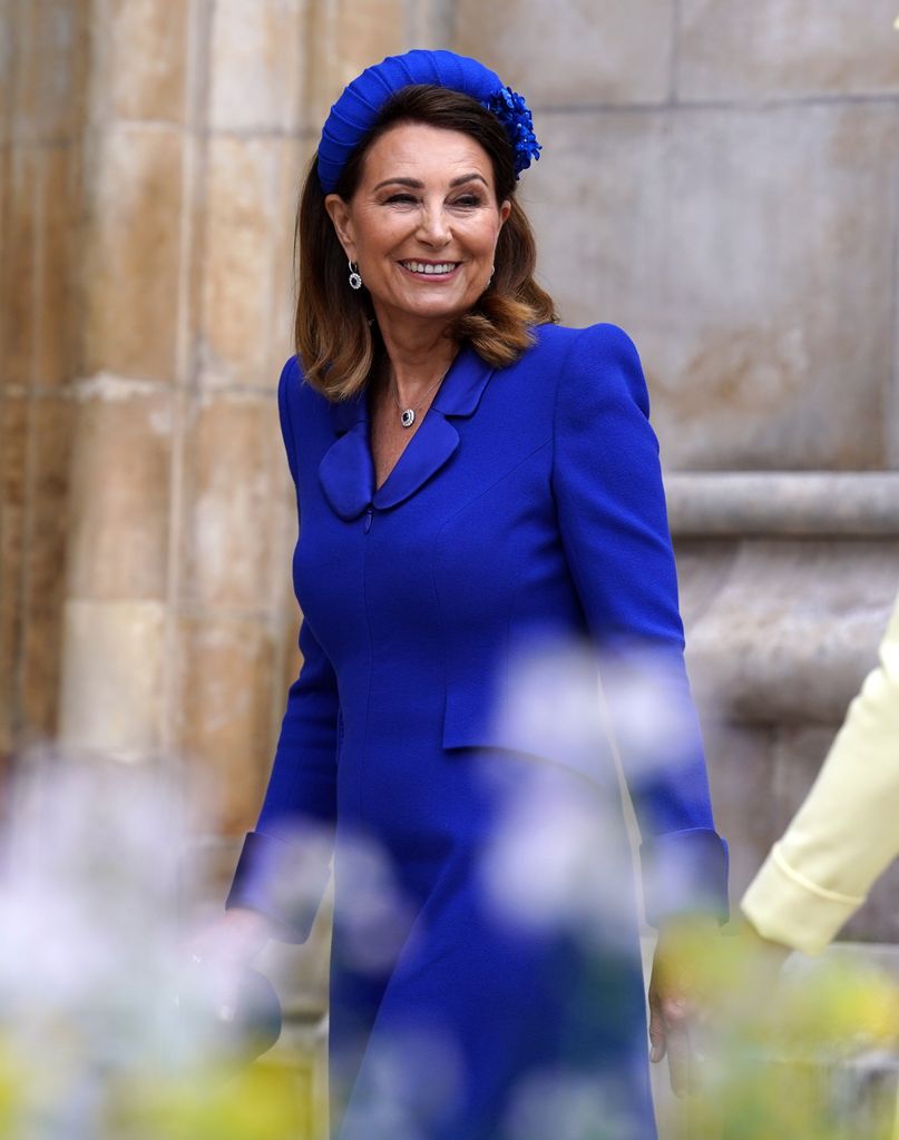 Carole Middleton in cobalt dress and headband