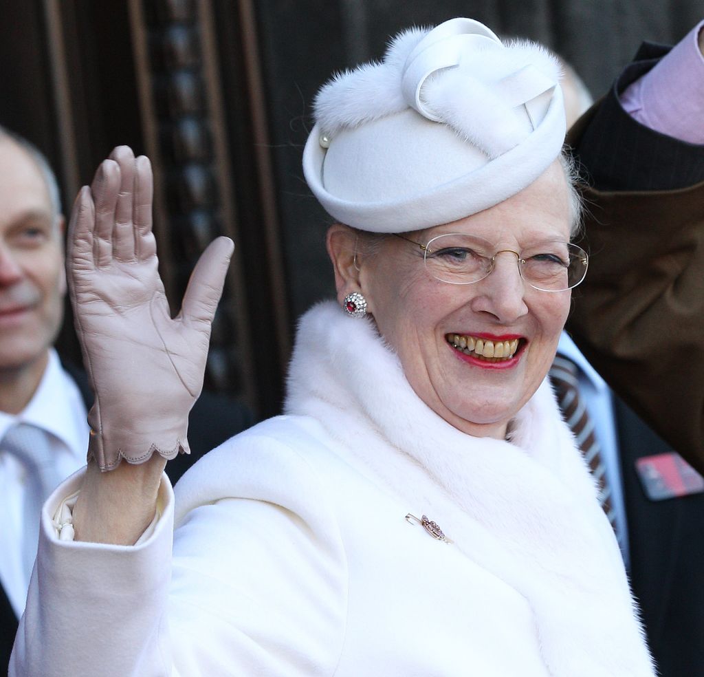 Queen Margrethe II of Denmark arrives for the official reception to celebrate 40 years on the throne at City Hall on January 14, 2012 
