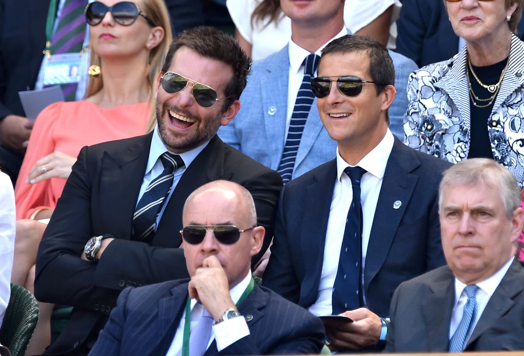 Bradley Cooper and Bear Grylls at Wimbledon