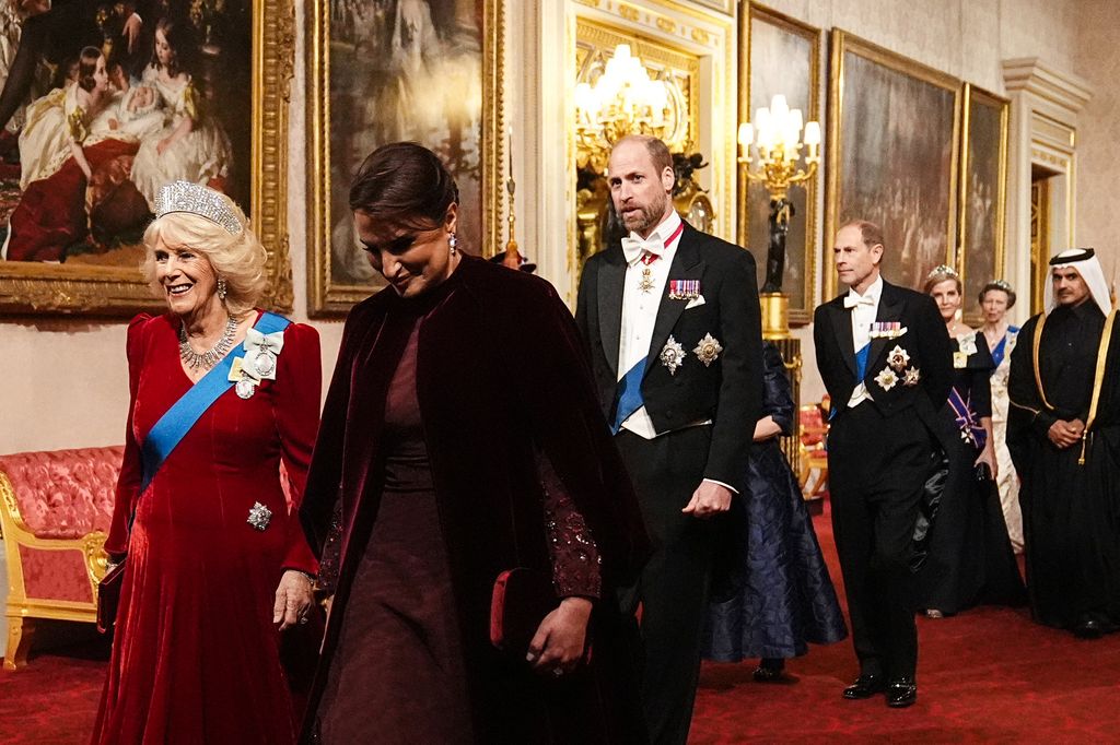 Camilla, William and Edward at state banquet