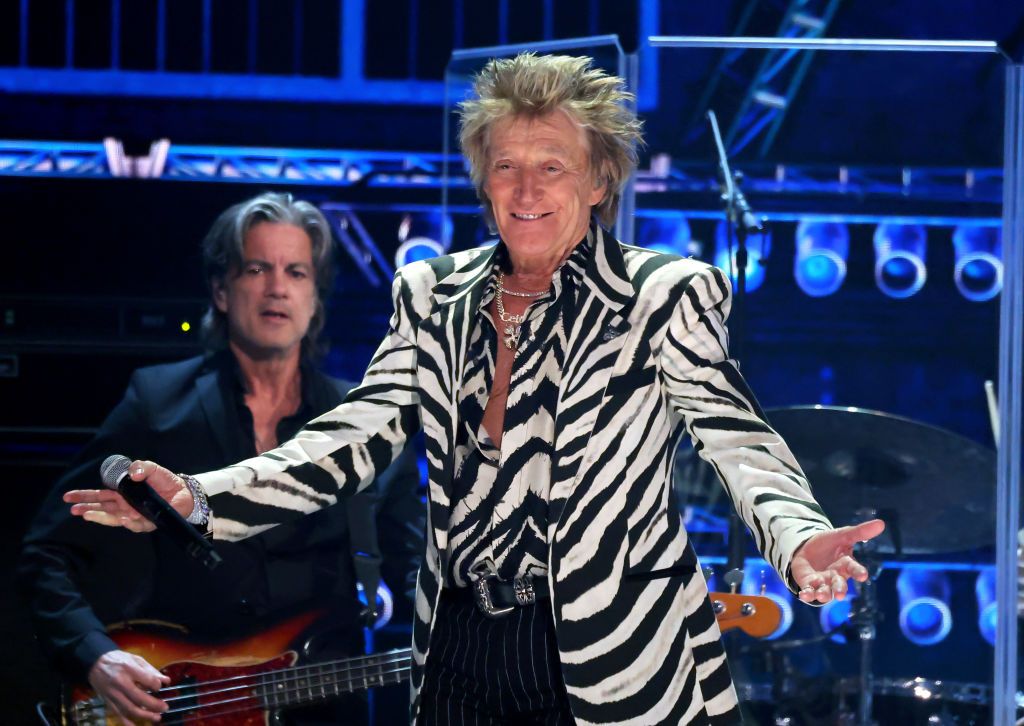 Rod Stewart performs onstage during the FIREAID Benefit Concert for California Fire Relief at Intuit Dome