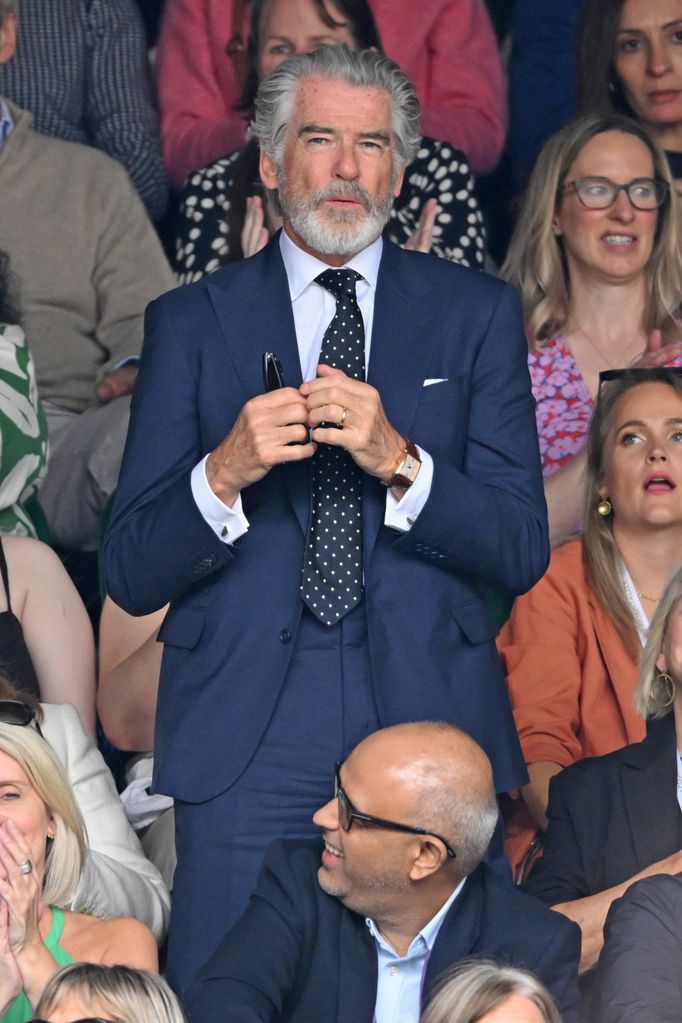 Pierce Brosnan at Wimbledon in a blue suit