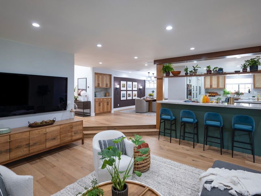 Property Brothers open kitchen ideas and inspiration with a blue island