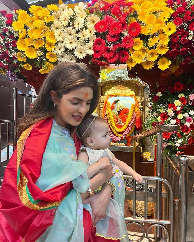 Priyanka Chopra with her daughter Malti in traditional dress