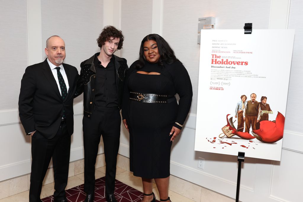 Paul Giamatti, Dominic Sessa and Da'Vine Joy Randolph attend a special screening of Focus Features' "The Holdovers" at The London West Hollywood at Beverly Hills on November 17, 2023 in West Hollywood, California.