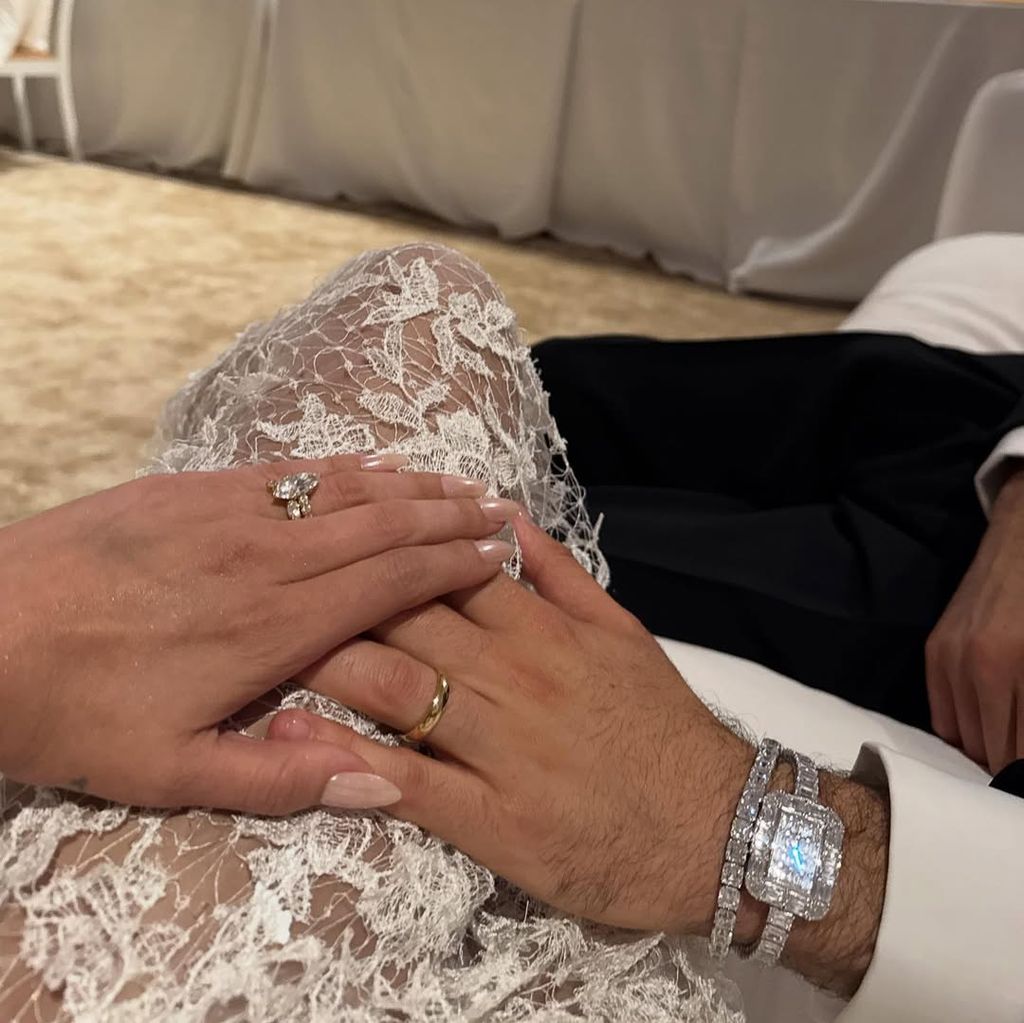 Selena Gomez and Benny Blanco show off their wedding bands in a photo taken after their wedding, shared on Instagram