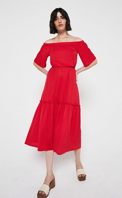 red bardot dress