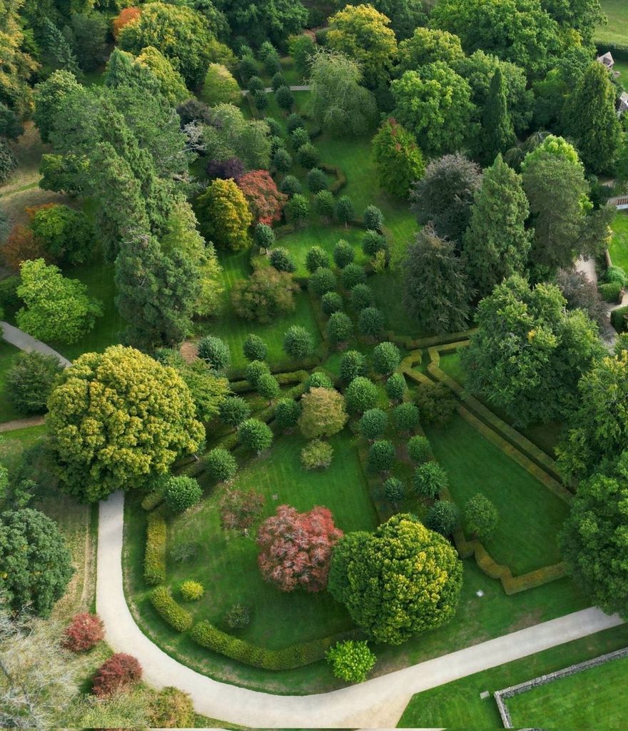 An aerial photo of the gardens at Althorp