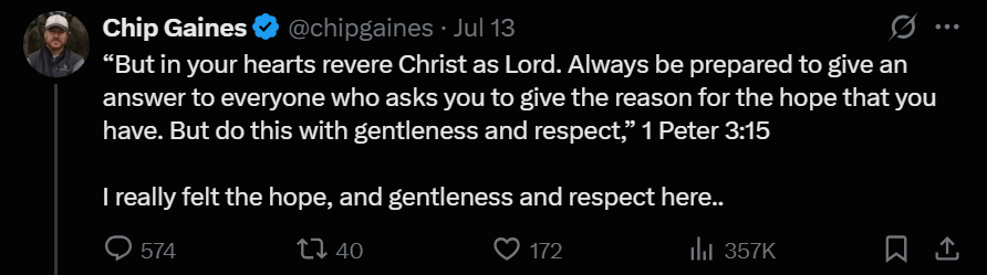 Screengrab of Chip Gaines' tweet