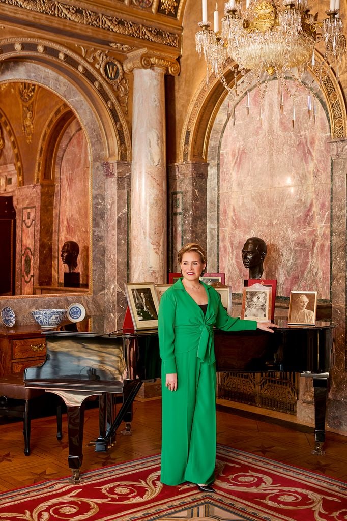 Grand Duchess Maria Teresa wearing green jumpsuit at Berg Castle