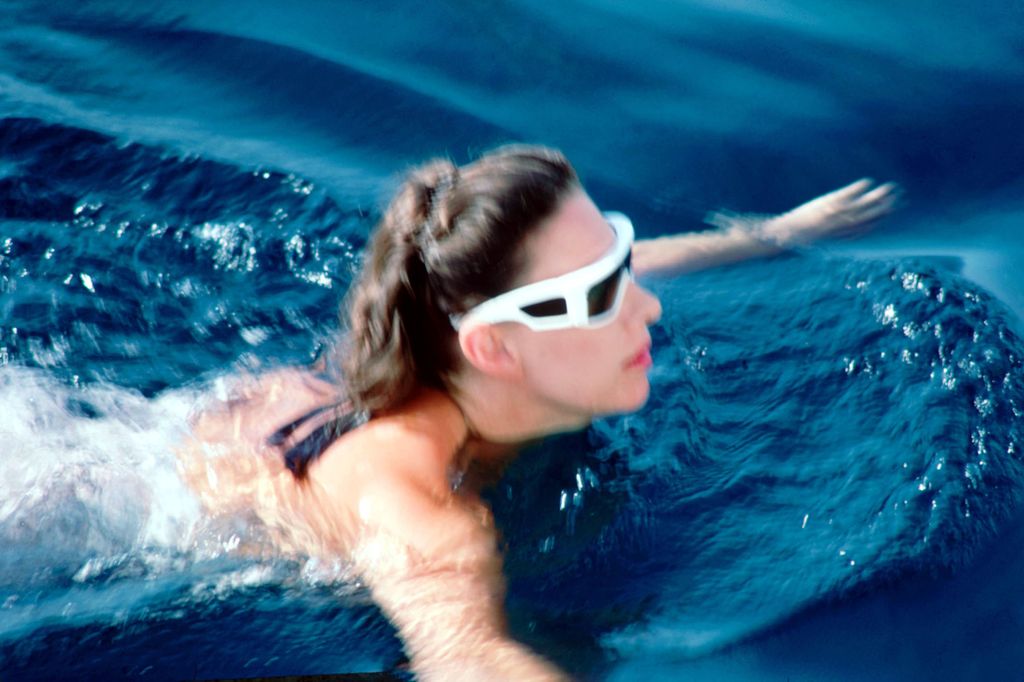 Princess Margaret swims while on holiday August 1967 in Costa Smeralda, Sardinia.