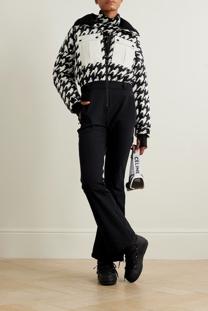 PERFECT MOMENT Helen houndstooth quilted down ski suit