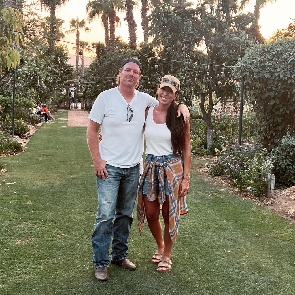 joanna and chip gaines smiling in park